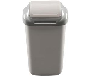Home Centre Flip Top Classic Plastic Waste Bin 50 Litre Grey Kitchen Office School Work Recycling Disposable Trash Dispenser Traditional Colours Household Recyclable Rubbish Easy Cleaning