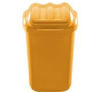 Home Centre Flip Top Plastic Waste Bin 30 Litre Yellow Kitchen Office School Work Recycling Disposable Trash Dispenser Household Recyclable Rubbish Bin Easy Cleaning