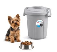 Home Centre Pet Food Storage Container 8L, Airtight Clip-On Lid, Grey | Small plastic bin for cat and dog dry food, treats, biscuits, 27 x 24 x 31 cm, airtight food storage