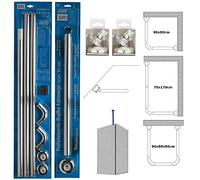 HOME CENTRE Silver U&L Shape Corner Shower Rail 3 Way Angled Wall Adapter Ceiling Support Bath Pole Rod