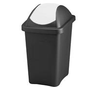 Home Centre Swing Lid Top Plastic Waste Bin 30 Litre White-Black Kitchen Recycling General Trash Recycled Rubbish Colour Code Management Containers White 30 lt