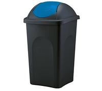 Home Centre Swing Lid Top Plastic Waste Bin 60 Litre Blue-Black Kitchen Recycling General Trash Recycled Rubbish Colour Code Management Containers Premium Quality Made in Italy
