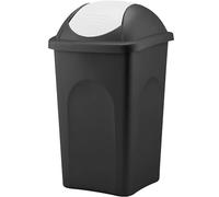 Home Centre Swing Lid Top Plastic Waste Bin 60 Litre White-Black Kitchen Recycling General Trash Recycled Rubbish Colour Code Managet Containers Premium Quality Made in Italy, White 60 lt