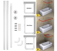 HOME CENTRE White U & L Shape Corner Shower Rail 3 Way Bath Pole Rod Track