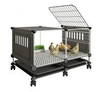 Home Chicken Coops HD Transparent Rudin Chicken Cage 360° Rotating Casters Pull-out Bottom Tray Indoor Quail Cage Skylight Design For Raising Multiple Pets(Black,74x47x54cm)