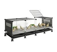 Home Chicken Coops HD Transparent Rudin Chicken Cage 360° Rotating Casters Pull-out Bottom Tray Indoor Quail Cage Skylight Design For Raising Multiple Pets(Black,148x47x54cm)