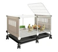 Home Chicken Coops HD Transparent Rudin Chicken Cage 360° Rotating Casters Pull-out Bottom Tray Indoor Quail Cage Skylight Design For Raising Multiple Pets(White,74x47x54cm)