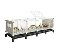 Home Chicken Coops HD Transparent Rudin Chicken Cage 360° Rotating Casters Pull-out Bottom Tray Indoor Quail Cage Skylight Design For Raising Multiple Pets(White,148x47x54cm)