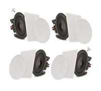 PYLE 6.5” 4 Bluetooth Flush Mount In-wall In-ceiling 2-Way Speaker System Quick Connections Changeable Round/Square Grill Polypropylene Cone & Tweeter Stereo Sound 4 Ch Amplifier 200 Watt