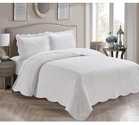 Home Collection 3 Piece King/California King Over Size Embossed Solid White Color Coverlet Bedspread New # Veronica