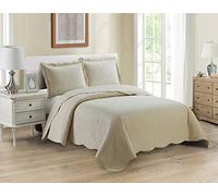 Home Collection 3pc King/Cal King Over Size Luxury Embossed Bedspread Set Light Weight Solid Beige New