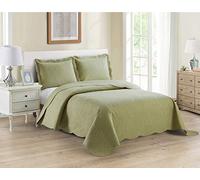 Home Collection 3pc King/Cal King Over Size Luxury Embossed Bedspread Set Light Weight Solid Sage Green New