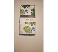 Home Collection Drying Mat, Tropical Floral Print, 30x45 cm | Monstera Leaf Design, 100% Polyester Shell, Foam Cushioned, Kitchen Dish Mat, Blue Bordered Edge