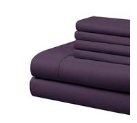 Home Collection Micro Caress Luxurious Sheet Set, 90 GSM 4 -Piece Full Size with 2 Additional Pillowcase, Eggplant Color