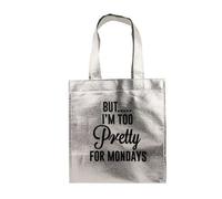 Home Collection Silver Metallic Tote Bag Pretty Monday