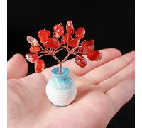 Home Collections Home Decoration 1PC Natural Crystal Small Flowerpot Rose Quartz Lucky Tree Magic Repair Family for Home Decoration Stones (Color : Red Agate, Size : 1PC)