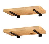 HOME COMPOSER Square Pipe Floating Shelf Brackets 25cm, Heavy Duty Thick Iron Brackets Retro Decor for Wall Shelving [4 Pack Black]