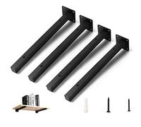 HOME COMPOSER Square Pipe Floating Shelf Brackets 40cm, Heavy Duty Thick Iron Brackets Retro Decor for Wall Shelving [4 Pack Black]