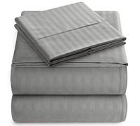 Home Couture ITALIAN 1500 Thread Count 100% Egyptian STRIPED 4PC KING Sheet Set, GREY
