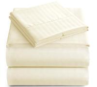 Home Couture ITALIAN 1500 Thread Count 100% Egyptian STRIPED 4PC KING Sheet Set, IVORY