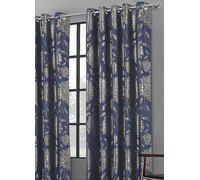 Home Curtains Elanie Jacquard Pair of Lined Eyelet Curtains Metallic