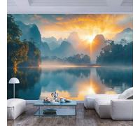 Home Custom 3D Photo Wallpaper Mural Mountain lake scene sunrise modern style Mountain lake scene sunrise modern style3D Photo Decor Paintings Suitable for Living Room and Bedroom Tv Background Wall