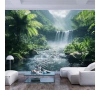 Home Custom 3D Photo Wallpaper Mural Tropical waterfall surrounded by lush greenery Tropical waterfall surrounded by lush greeneryWall Art Decor Sticker Home Decorations for Adult Bedroom Living Room