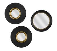 HOME DECO FACTORY 3-Piece Convex Mirror Set - 25.5cm Round Black & Gold Framed Wall Mirror