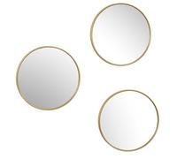HOME DECO FACTORY, HD0381 Decorative Mirror Gold Modern Elegant Design Ideal for Living Room, Bedroom or Bathroom, Set of 3, Diameter 26 cm, Colour: Gold, Plastic-PP, 26 cm