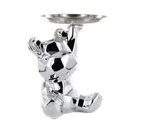 HOME DECO FACTORY, HD0522 Silver Empty Pocket Bear Statue, Unique and Practical Design, Ideal for Home Decoration, Height 12 cm, Silver Colour, 14.5 x 12 x 18 cm