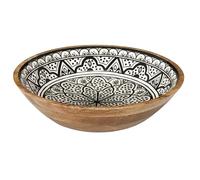 HOME DECO FACTORY, KA0571 Black Dune Mango Wood Salad Bowl, Modern and Elegant Design, Perfect for Serving Salads and Various Dishes, Diameter 33 cm, Black