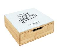 HOME DECO FACTORY, KA5953 Coffee and Tea Capsule Storage Drawer - Modern Design Easy Care - Dimensions 30 x 10 x 30 cm, Brown and White, Bamboo