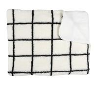 HOME DECO FACTORY, TX0094, Soft Sherpa Plaid Blanket, Black and White, Ideal for Sofa or Bed, Comfortable and Elegant Home Textile, 130 x 160 cm, White and Black