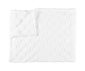HOME DECO FACTORY, TX0237, White and Beige Checked Flannel Blanket, Ideal for the Sofa or Bed, Soft and Elegant, Easy to Maintain, Dimensions 120 x 150 cm, White and Beige Colour