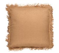 HOME DECO FACTORY, TX0304, Ocher Waffle Cushion 40x40cm - Elegant and Comfortable Interior Textile, Ideal for Sofa, Armchair or Bed, Brings Warmth and Style to Your Decoration