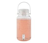Home Deco London 3 Litre Round Glass Clip Top Drinks Dispenser | Wire Handle | Cold Drinks | 15x20.5x31cm