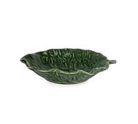 Home Deco London Decorative Ceramic Leaf Plate and Bowl Vibrant Green Textured (21.5cm Plate)
