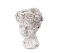 Home Deco London Decorative Female Head Planter, 26 cm, Stone Effect, Classical Garden Sculpture