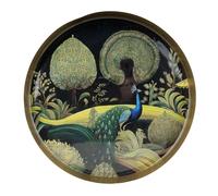 Home Deco London Decorative Metal Tray, Silk Road Collection, Garden Design, Round (Bukhara Tray)