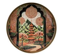 Home Deco London Decorative Metal Tray, Silk Road Collection, Garden Design, Round (Samarkard Tray)