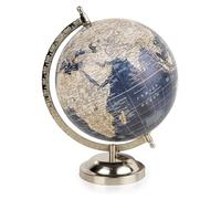 Home Deco London Decorative World Globe, 20 cm, Desktop Stand (Blue and Silver)