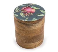 Home Deco London Persian Pomegranate White Kitchen Collection Food Serving Tableware Mango Wood with Enamel Print (Pomegranate Large Storage Container)