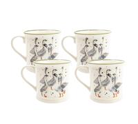 Home Deco London Rustic Country Kitchen Range Rustic Farmhouse Countertop Decor, Country Kitchen, Fox, Geese, Highland Cow & Pheasant (Tankard Mug Geese Set of 4)