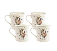 Home Deco London Rustic Country Kitchen Range Rustic Farmhouse Countertop Decor, Country Kitchen, Fox, Geese, Highland Cow & Pheasant (Tankard Mug Pheasant Set of 4)
