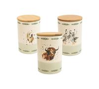 Home Deco London Rustic Country Kitchen Range Rustic Farmhouse Countertop Decor, Country Kitchen, Fox, Geese, Highland Cow & Pheasant (Tea, Coffee & Sugar Storage)