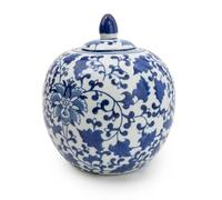 Home Deco London Sumatra Blue & White Large Ceramic Home Collection (Round Ginger Jar 9")