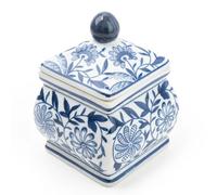Home Deco London Sumatra Blue & White Large Ceramic Home Collection (Small Square Ginger Jar 7")