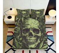 Home Decor 3D Printed Skull Fitted Sheet, Microfiber Bed Cover, Non-slip