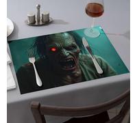 Home Decor A Menacing Figure With Glowing Red Eyes And Sharp Teeth Dining Place Mats Spring Placemats Easter Table Decorations(6PCS)