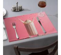 Home Decor A Milkshake With Whipped Cream Splashing Against A Pink Background Dining Place Mats Spring Placemats Easter Table Decorations(4PCS)